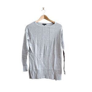 RW&CO. Sweater Fine Knit Tunic Crew Neck Gray Side Slits 7" Women's XS